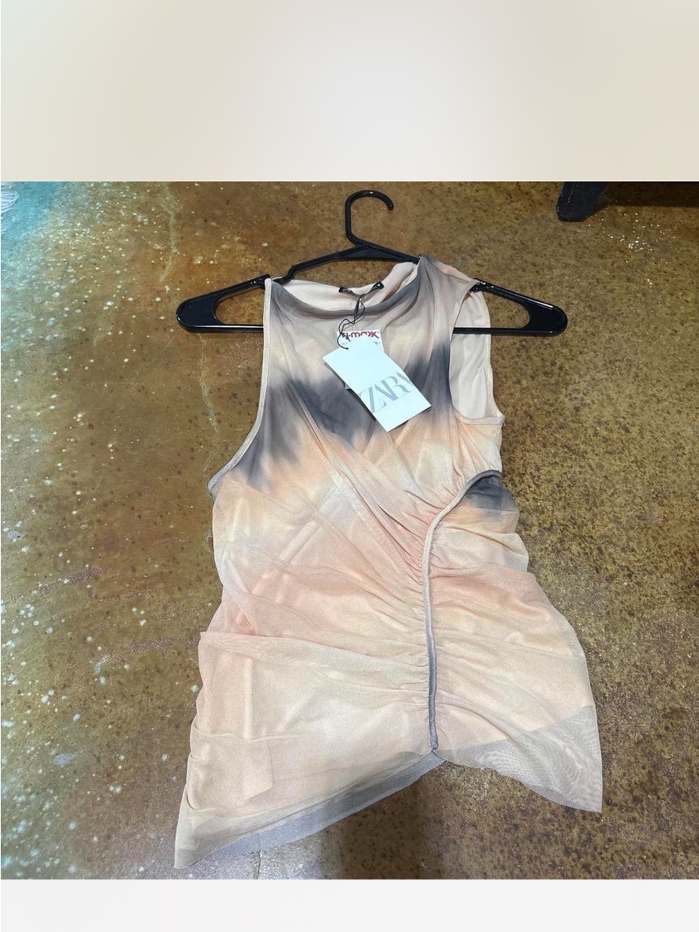 Zara Peach and Gray Sleeveless Ombre Ruched Tank